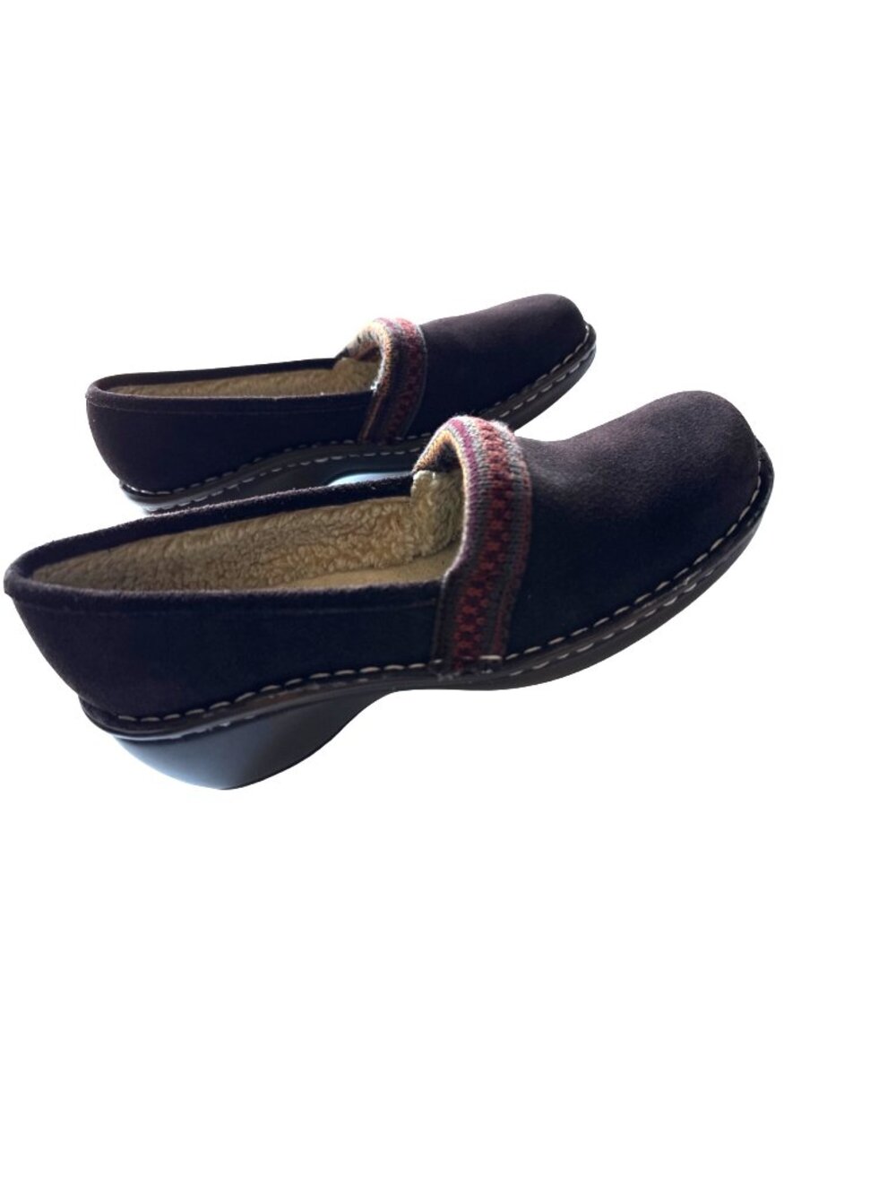 Naturalizer Brown Lined Loafer Suede Suri Faux Fur Lining 2” Heel Size 8.5